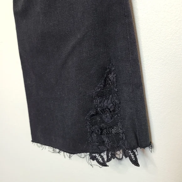 J Brand Belena Hendrix Reign Black Denim Jeans Lace Inset Demi Bootcut 28 - Picture 4 of 7